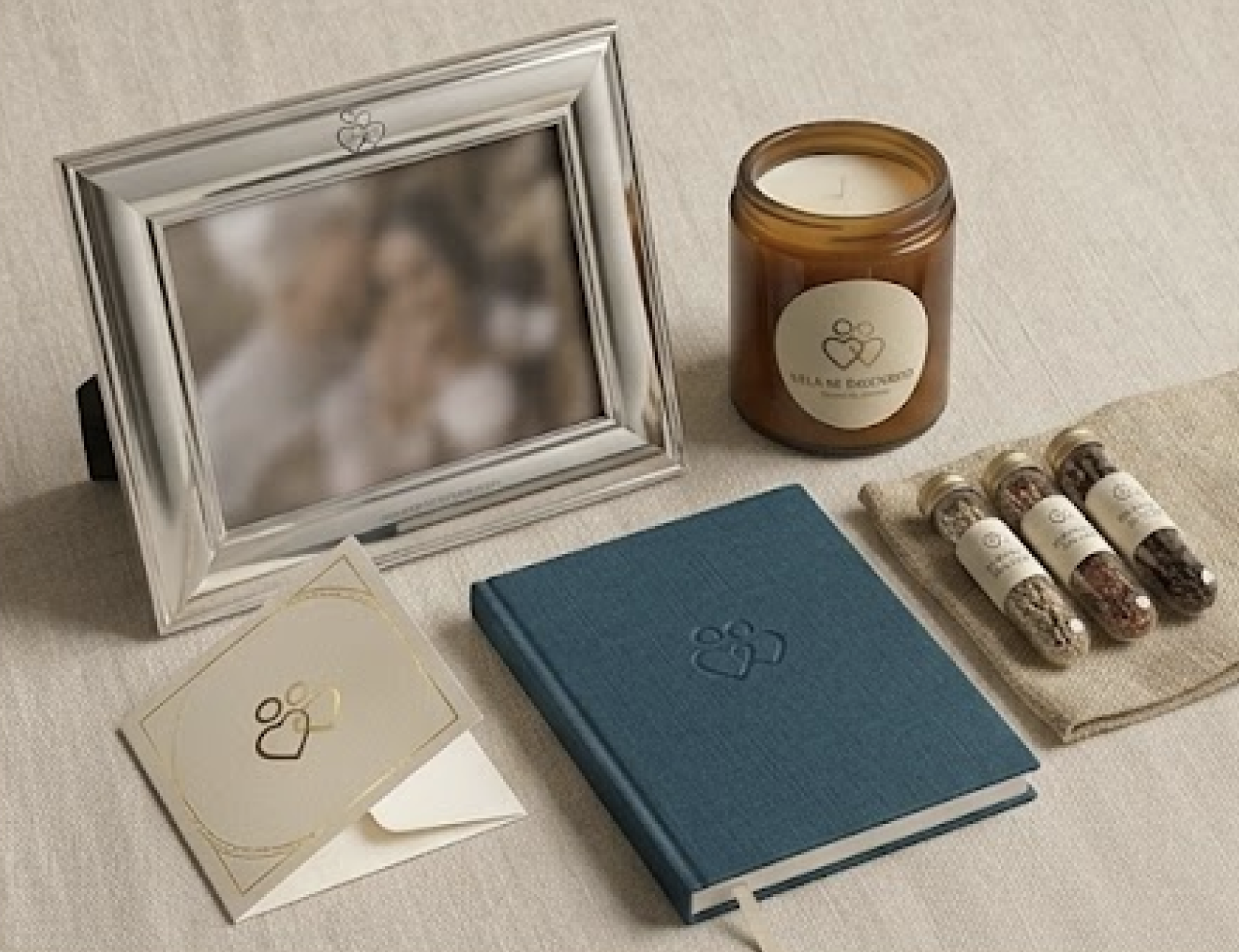 Caja Memoria — Portarretrato, Vela, Cuaderno de recuerdos…